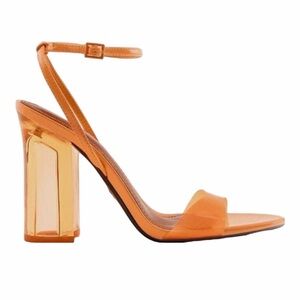 Zara Vibrant Orange Block Heel Sandals